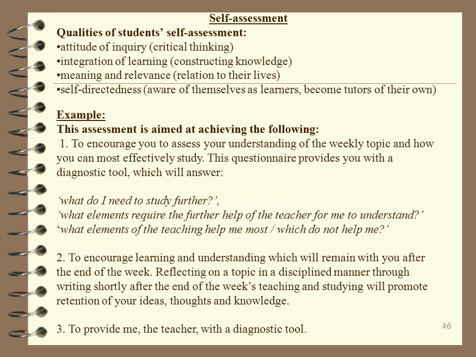 Structures for Student Self-Assessment
